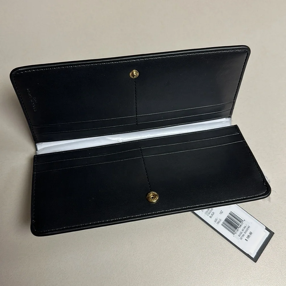 🔥🔥🔥NEW Marc Jacobs J Link Logo Black Leather Snap Long Bifold Wallet - Picture 5 of 8
